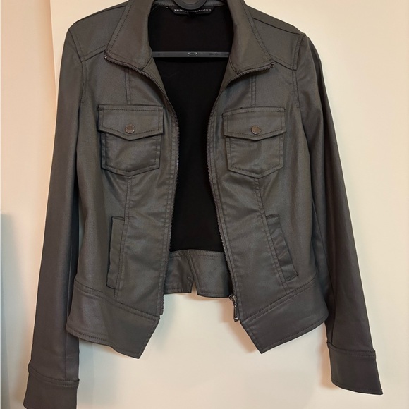 White House Black Market Jackets & Blazers - White House Black Market Charcoal Leather Jacket